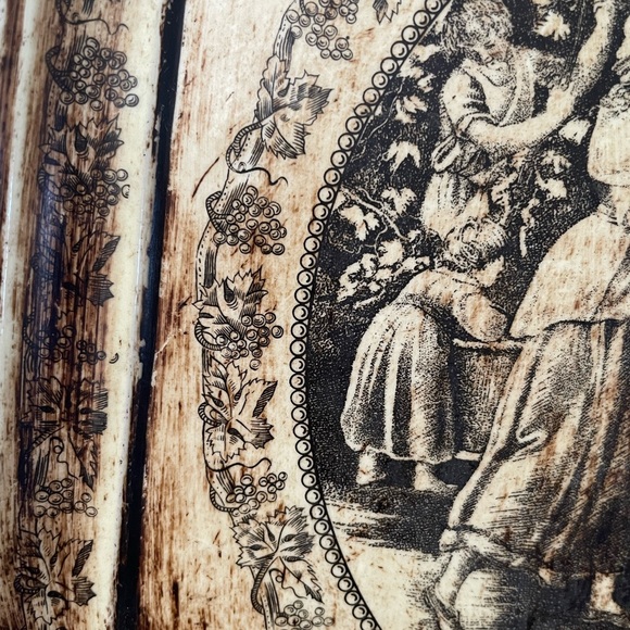 Antique Prints Of Wine Drinking And Culture/ Square Decoration Plate - Picture 4 of 8